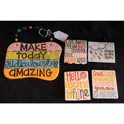 Lote de imanes y letreros coloridos motivacionales de cerámica hechos a mano Foto 1 de 4