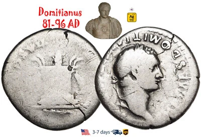 Ancient Roman Empire Coin Silver Denarius  Domitian 81 - 96 AD Authentic #31201 - Image 1 of 3
