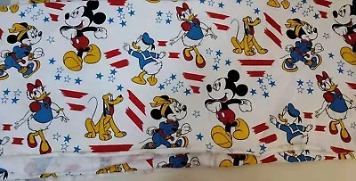 Vintage Peter Pan Fabrics Disney  Mickey Mouse Minnie Donald Pluto 1 1/2 Yards - Image 1 of 4