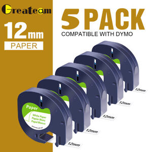 5X kompatibles Dymo LetraTag-Etikettenband 91200 91330 91220 Letra Tag 1/2 "