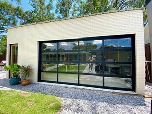 [10' x 7'] Black Anodized Aluminum & 1/2" Insulated Clear Glass Garage Door - Picture 1 of 6
