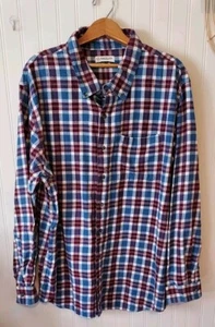 Magellan flannel shirt 3XL big tall burgundy white blue Cotton - Picture 1 of 7
