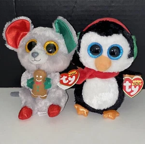 Ty Beanie Boos Lot of 2 Winter Holiday Plush "North" - 2014 & "Mac" - 2016 NWT - Picture 1 of 4