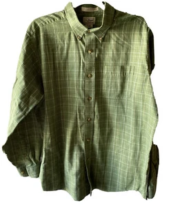 LL Bean Wrinkle Resistant Green Plaid Long Sleeve Shirt Men's Size Large - Picture 1 of 5