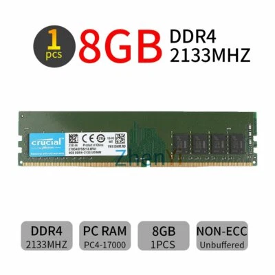 8GB 4GB DDR4 2133MHz PC4-17000U 288Pin 1.2V DIMM Desktop Memory SDRAM Crucial BT - Image 1 of 4