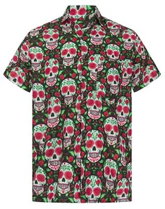 SUGAR SKULL HALLOWEEN SHIRT HAWAIIAN PUMPKIN PARTY DAY OF DEAD ROSE T SHIRT S XL - Picture 1 of 2