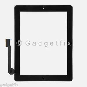 Black Front Panel Touch Screen Glass Digitizer + Home Button Assembly for iPad 3 - Picture 1 of 5