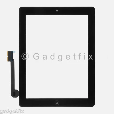 Black Front Panel Touch Screen Glass Digitizer + Home Button Assembly for iPad 3 - Image 1 of 4