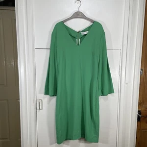 Roland Mouret Kleid Midi Grün V-Ausschnitt Glockenärmel Gr. UK 14 US 10 FR 42 IT 48 - Bild 1 von 12