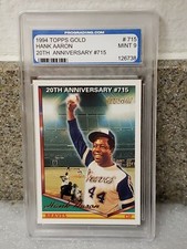 💥HOF💥HANK🌟AARON🌟TOPPS 🌞GOLD🌞20TH💥ANNIVERSARY💥 🤩#715🤩MINT 9🤩⚾️⚾️⚾️⚾️⚾️