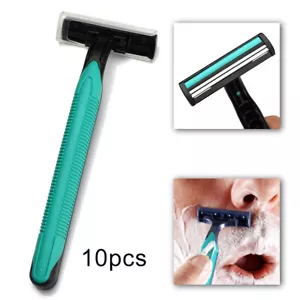 10Pcs Men's Twin Blades Disposable Razors Beard Mustache Trimmer Shaver - Picture 1 of 6