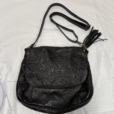 Bolso Bandolera Bolso de Hombro Cartera Vintage Artesanal Italiano Cuero Genuino Repujado Foto 1 de 4