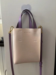 MARNI Beige Purple Leather Bag Museo - Picture 1 of 4