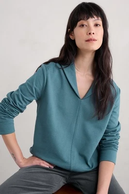 Seasalt Women's Regular Knot Berry Shawl Neck Sweatshirt Dusky Jade - Image 1 of 4