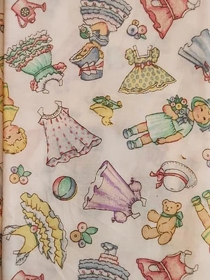 Rare 1998 Vintage Daisy Kingdom Patty's Paper Dolls Allover Fabric  8"x44"  Foto 1 de 3