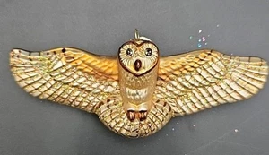 Antiguo Mundo Navidad OWC Volador Oro y Plata Búho Adorno - Imagen 1 de 4