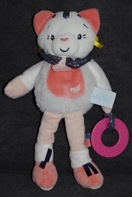 🍀Peluche Doudou Chat BABY'NAT BABYNAT BN0443 Pollen Pantin Hochet Grelot 28 Cm - Photo 1/2