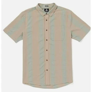 New Volcon FLAXSTONE Classic Fit Mens XL Short Sleeve Button Down Striped Shirt - Picture 1 of 9