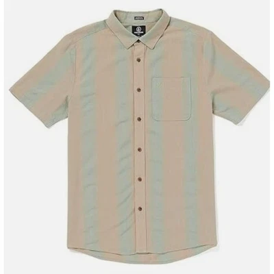 New Volcon FLAXSTONE Classic Fit Mens XL Short Sleeve Button Down Striped Shirt - Image 1 of 4