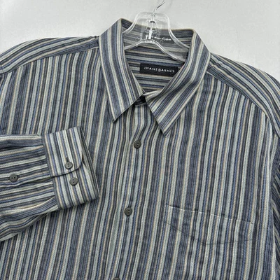 Jhane Barnes Shirt Mens Large Striped Button Up Long Sleeve Japan Dress Casual - Image 1 of 4