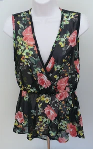NUEVO CON ETIQUETAS DE COLECCIÓN AÑOS 90 Y2K Sello Húmedo Floral Transparente Cuello en V Rosas Sin Mangas Pequeño EE. UU. - Imagen 1 de 4