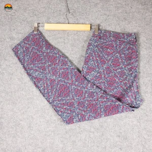 Cabi Skinny Ankle Pants Gray Flat Front Red Blue Floral Pockets Preppy Women's 8 - Picture 1 of 10