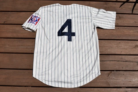 New Lou Gehrig New York Yankees Vintage Cream Pinstripe Baseball Jersey Mens 3XL Cover