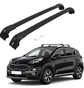 Car Roof Rack Cross Bars fit for KIA Sportage 16-22 Aluminum Cross Bar Black - Picture 1 of 6