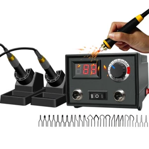 Digital Display Pyrography Machine Gourd Wood Burning Double Pen Craft Tool Kit - Picture 1 of 9