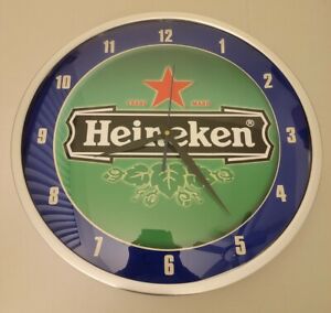 Vintage & Rare HEINEKEN ROLLING ROCK Beer Wall Clock 16 x 16 Tested & Works