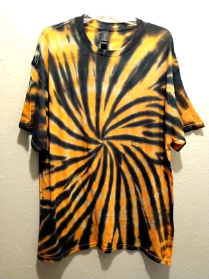 Camiseta masculina feminina unissex espiral tingida feita à mão tamanho XL hippie boho (T124) - Imagem 1 de 3