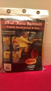 Boss 3 Piece Rainsuit - Fabric Lined Jacket & Bibs - 35 mil - XX-Large - New - Picture 1 of 4