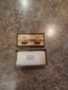 Antike oder Vintage Manschettenknöpfe in Box goldfarben - Bild 1 von 7