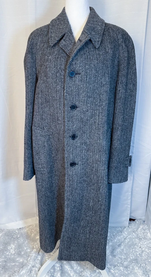 Vintage Harris Tweed Overcoat JoS. A. Bank Men’s 100% Wool Scotland 46 Chest - Image 1 of 4