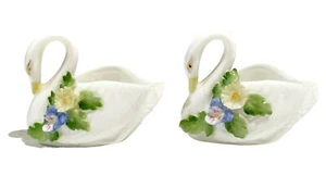 Juego de 2 estatuillas de cisne miniatura China hueso obra maestra de Maruri de colección - Imagen 1 de 9