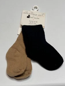 Starting Out 2 Pairs Of Socks Baby Boys Size 6-12 Months Navy Tan Crew Socks - Picture 1 of 5