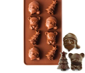 Moldes de silicona de Navidad árboles de Navidad decoración de pasteles de Santa chocolate helado resina - Imagen 1 de 9