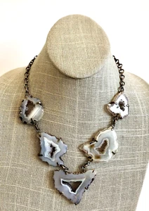 Collar vintage de plata de ley 925 y piedras preciosas druzy 73,1 gramos - Imagen 1 de 12