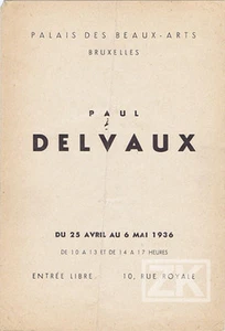 PAUL DELVAUX Exposition Surréaliste PEINTRE Expressionniste Belge Flyer 1936 - Picture 1 of 1