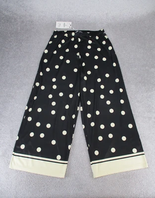 Pantalones de vestir Zara para mujer grandes negros beige lunares ligeros pierna ancha NUEVO Foto 1 de 4