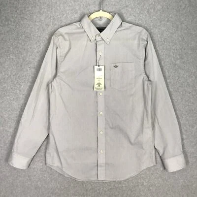 Dockers Shirt Men Small Gray Button Comfort Flex No Wrinkle Preppy Classic $55 - Image 1 of 4