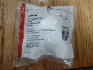 45 degree PVC COUPLING ELBOW 1 1/2" - slip joint - 1.5" x 1 1/4" reducer Keeney - Picture 1 of 3