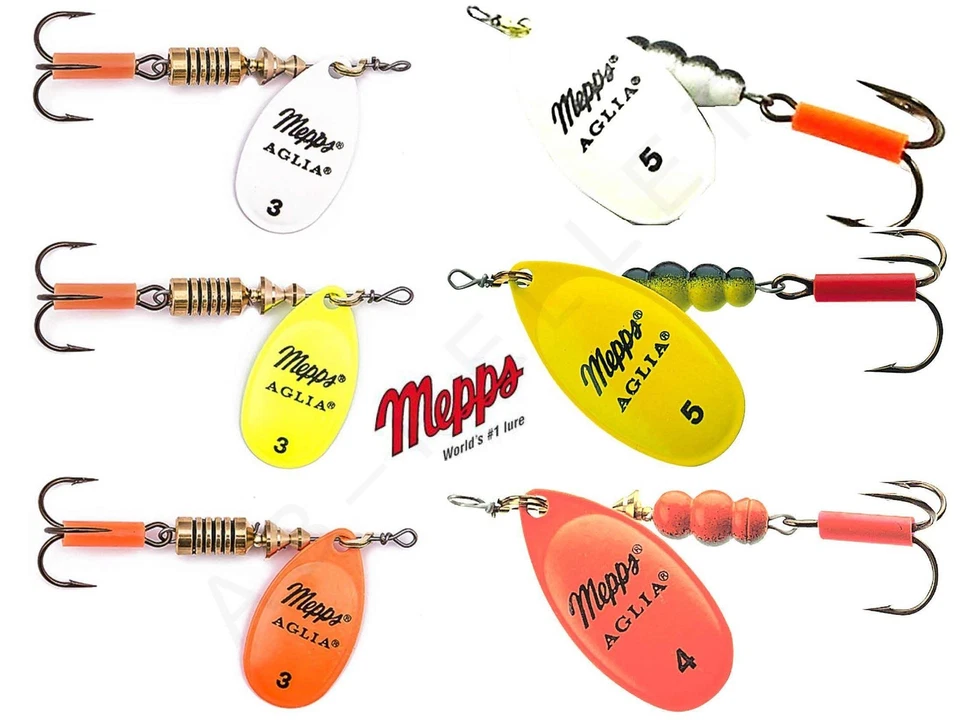 Mepps Aglia Fluo in den Fraben orange weiß & gelb und in den Größen 1 - 5 - Bild 1 von 1