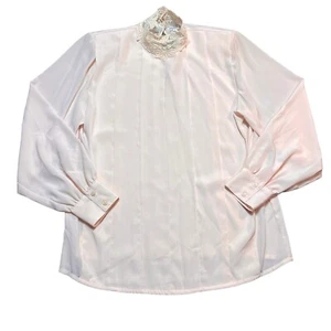 Blusa La Chine Clásica Galinda Wang Rosa Encaje Cuello Alto Talla 8 Manga Larga - Imagen 1 de 15