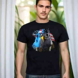 American Eagle Pilot with Flag Cool t'shirt Tee Black - Picture 1 of 2