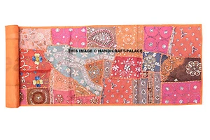 Indian Hand Embroided Beaded Work Table Runner Rug Wall Tapestry Hand Woven - Picture 1 of 5