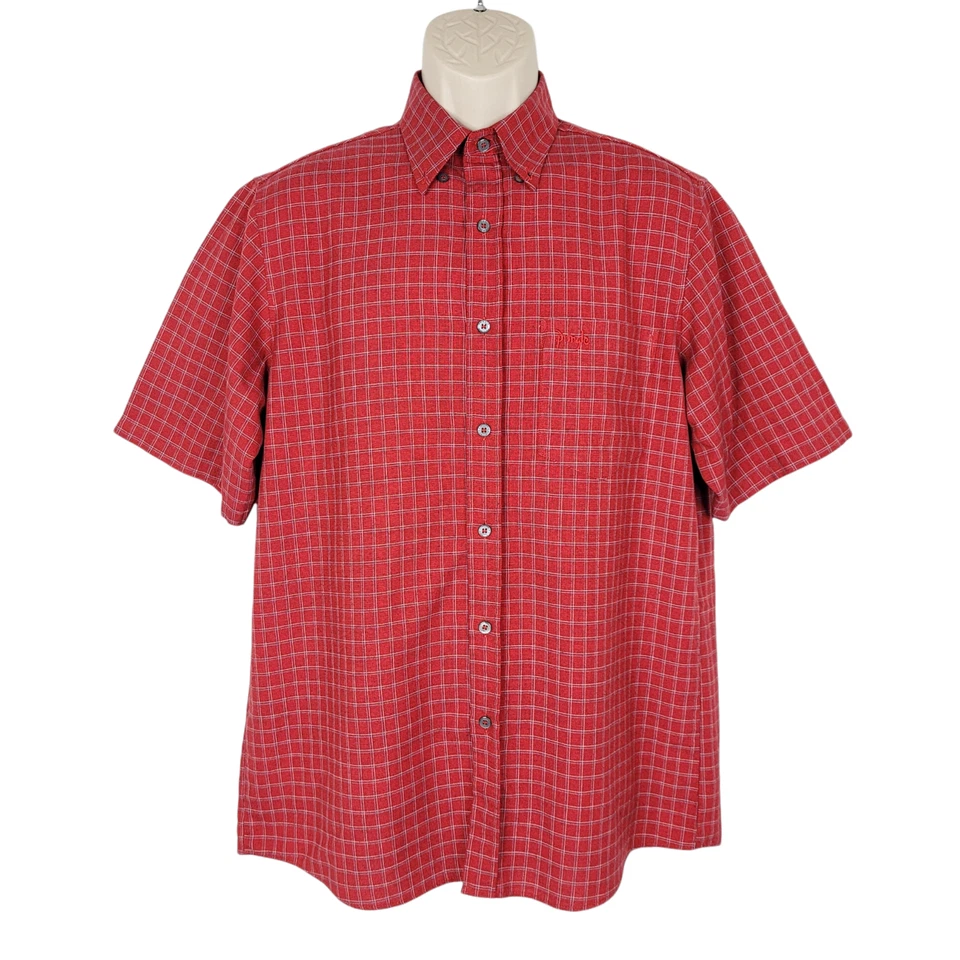 Pringle of Scotland Shirt Mens Size Medium Red Plaid Short Sleeve Button Down  - Image 1 of 4