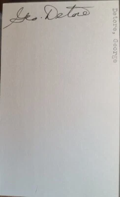 George Detore Cleveland Indians 1930-1931 signed 3x5 index card JSA COA F94615 - Image 1 of 3