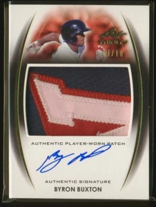 BYRON BUXTON 2014 Leaf Trinity AUTO 3-COLOR PATCH #4/10 Autograph *Crease READ* - Picture 1 of 4