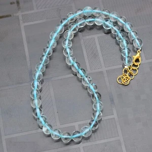 Collana Choker Perline Naturale AAA+ 7-8 MM Acquamarina Pietra Preziosa Rotonda Liscia 16 - Foto 1 di 4